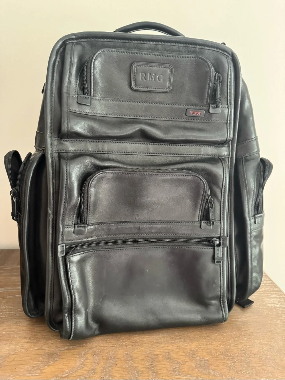 TUMI Black Leather Backpack